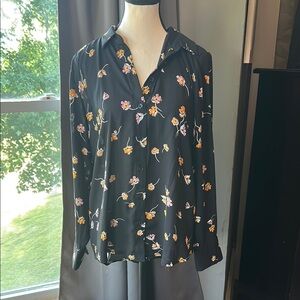 POPSUGAR Black Button Down Long Sleeve Top